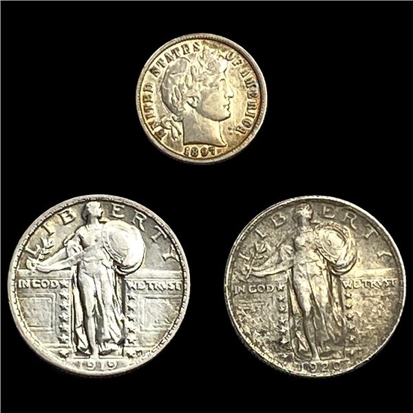 [3] 1897-1920 U.S Silver Coin Lot 10C & 25C