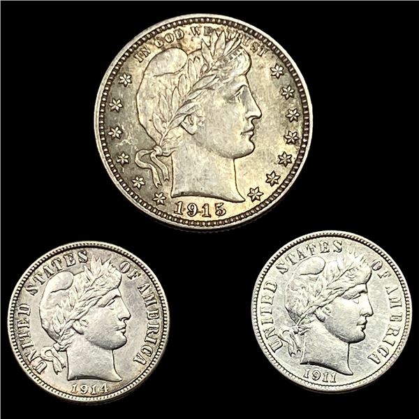 [3] 1911-1915 U.S Silver Coin Lot 10C & 25C