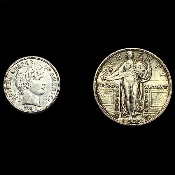 [2] 1903-1920 U.S. Silver Dime and Quarter Lot