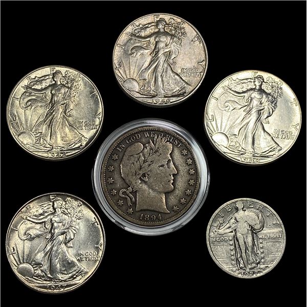 [6]1894-1947 U.S. Silver Quarter & Half Dollar Lot