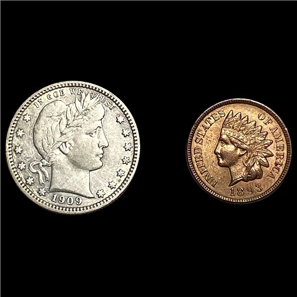 [2] 1893-1909 U.S. Coin Lot 1C & 25C
