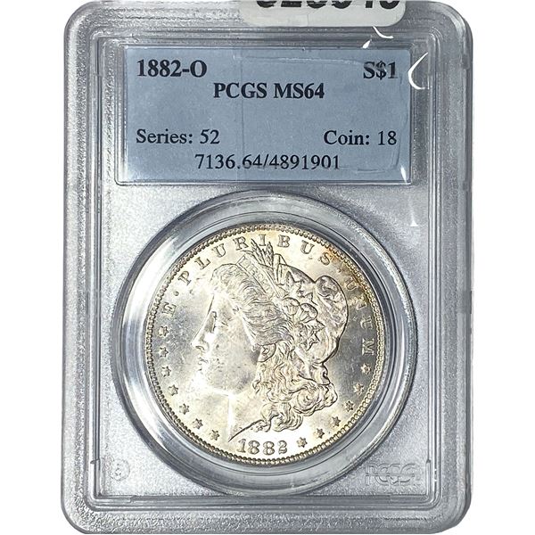 1882-O Morgan Silver Dollar PCGS MS64