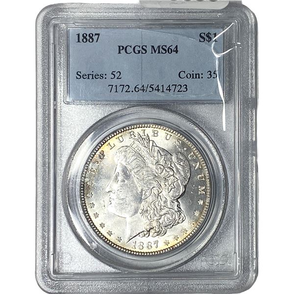 1887 Morgan Silver Dollar PCGS MS64