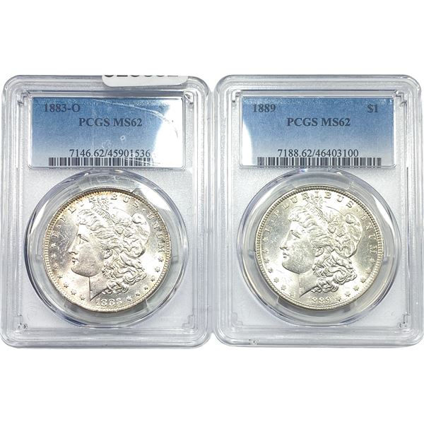 [2] 1883-1889 Morgan Silver Dollar PCGS MS62