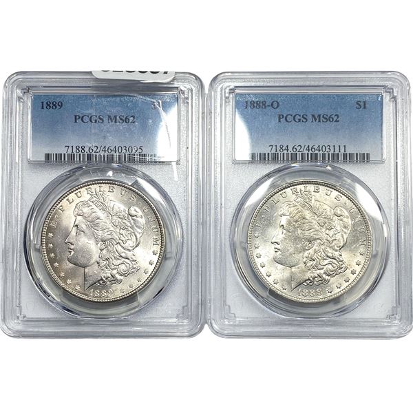 [2] 1888-1889 Morgan Silver Dollar PCGS MS62