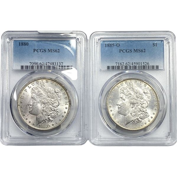 [2] 1880-1885 Morgan Silver Dollar PCGS MS62