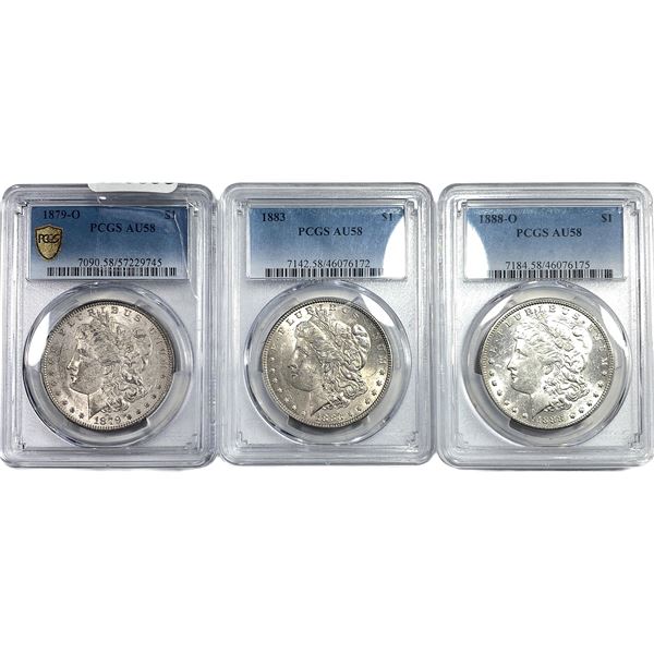 [3] 1879-1888 Morgan Silver Dollar PCGS AU58