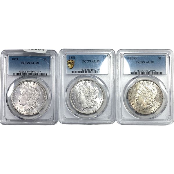 [3] 1879-1881 Morgan Silver Dollar PCGS AU58