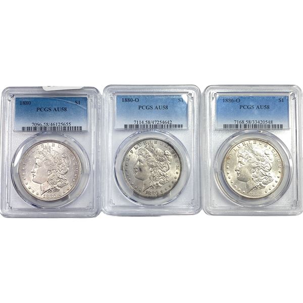 [3] 1880-1886 Morgan Silver Dollar PCGS AU58
