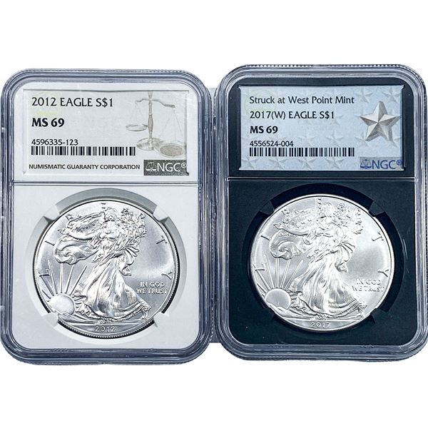 [2] 2017-W, 2012 Silver Eagle NGC MS69