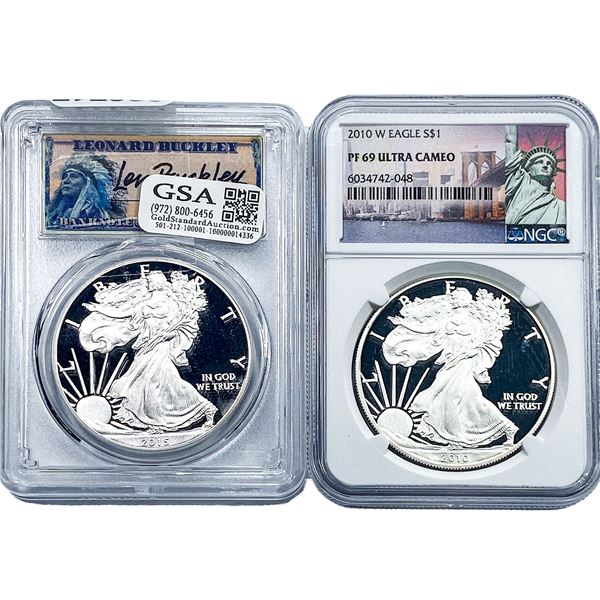 [2] 2015-W, 2010-W Silver Eagle PCGS/NGC PR/PF70 DCAM/Ultra Cameo