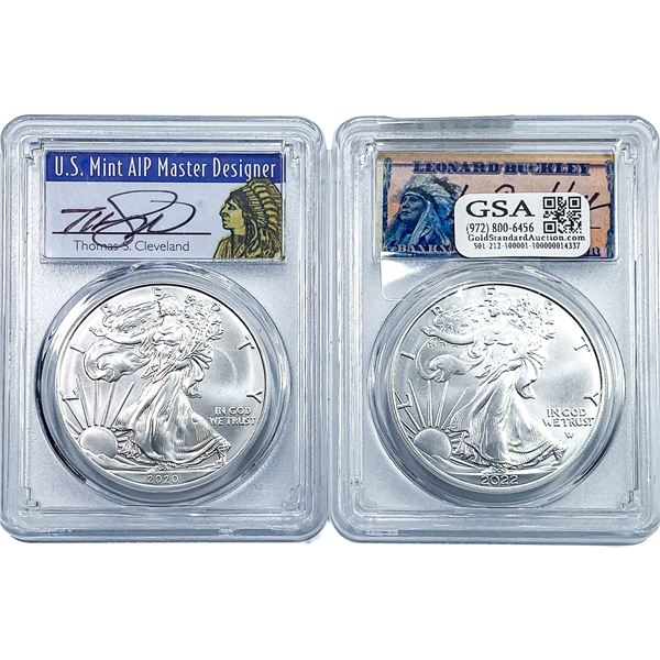 [2] 2022-2020 Silver Eagle PCGS MS70
