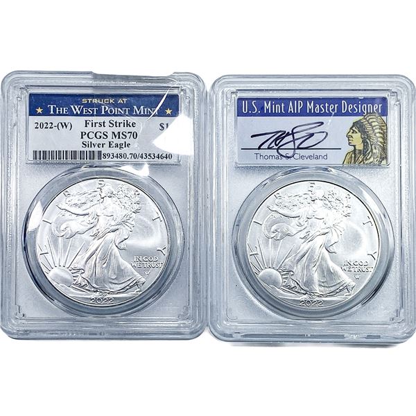 [2] 2022-W, 2022 Silver Eagle PCGS MS70