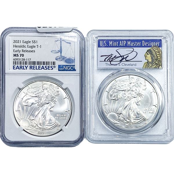 [2] 2021-2020 Silver Eagle PCGS/NGC MS70