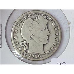 1908-D Barber Half Dollar