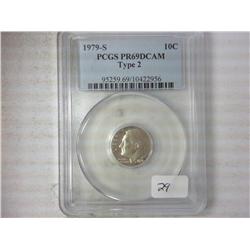 1979-S Type II Roosevelt Dime PCGS PR69DCAM