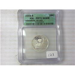 2003-S Silver Arkansas Quarter ICG PR70DCAM