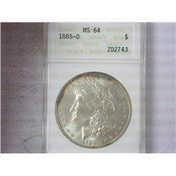 1885-O Morgan Silver Dollar ANACS MS64