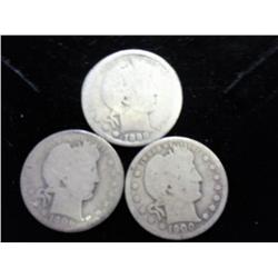 3 Assorted Barber Quarters