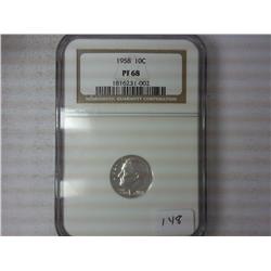 1958 Silver Roosevelt Dime NGC PF68