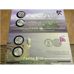 2 US Mint FDC's With Quarters (Puerto Rico, Guam)