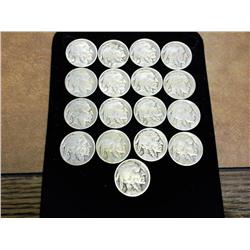 17 Assorted 20's Buffalo Nickels
