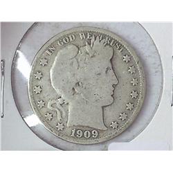 1909-S Barber Half Dollar (VG)