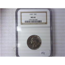 1957 Silver Washington Quarter NGC MS66 (Toned)