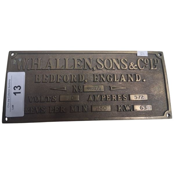 Vintage brass plaque 10"x4.5"