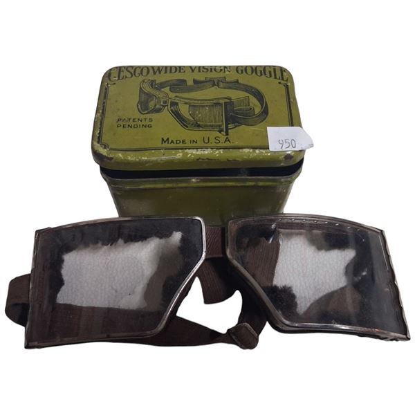 Vintage steampunk goggles in case, Made in USA