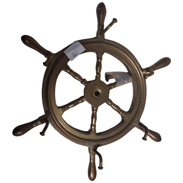 Vintage brass mini ship's wheel 7"