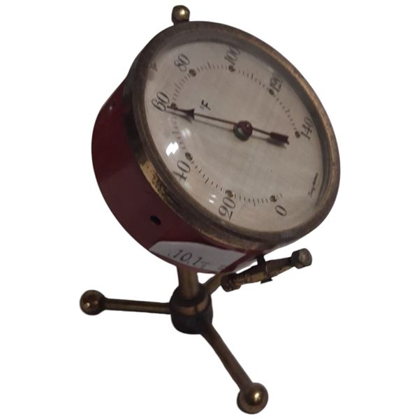 Vintage brass desk thermometer, made in West Germany 4" tall