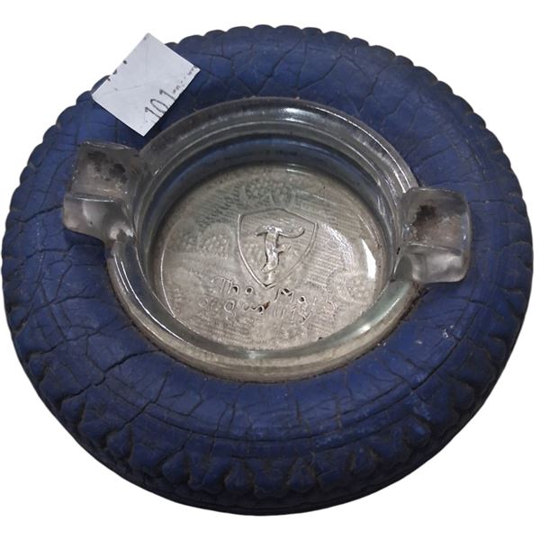 Very rare vintage blue rubber Firestone ashtray 3.5" dia