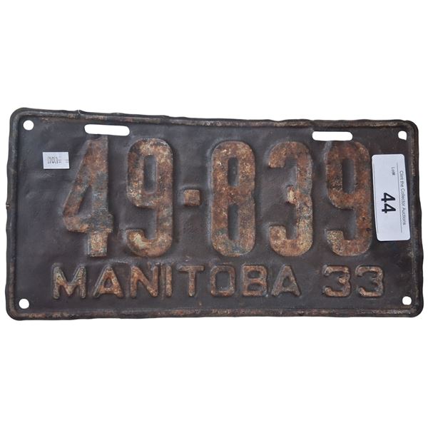 1933 Manitoba license plate