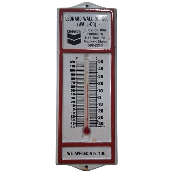 Vintage tin Chevron thermometer 7"