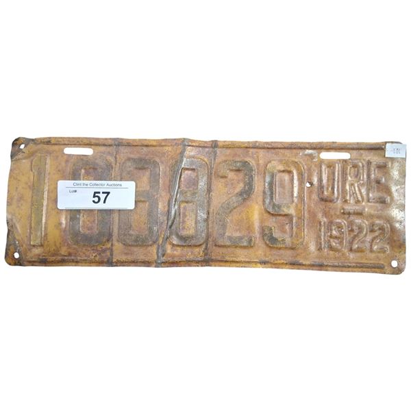 Antique 1922 Oregon license plate