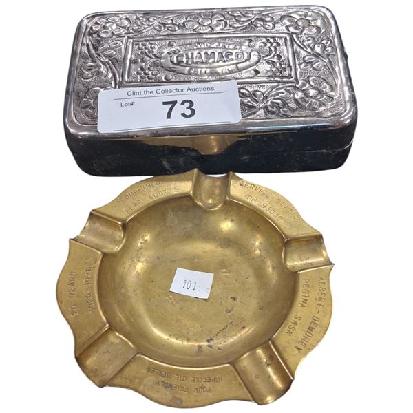 Metal Chamaco tin and brass ashtray from Regina 4.5"