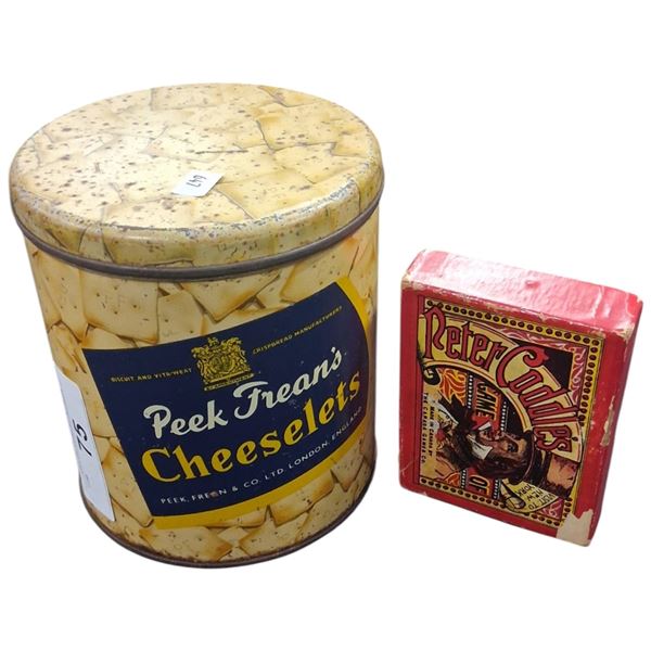 Vintage Cheeselets tin and Peter Coddle's playing cards