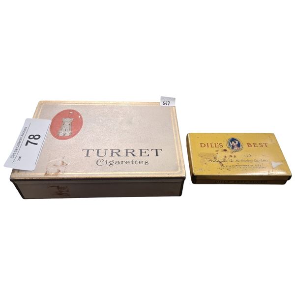 Turret Cigarette tin & Dill's cigarette tin