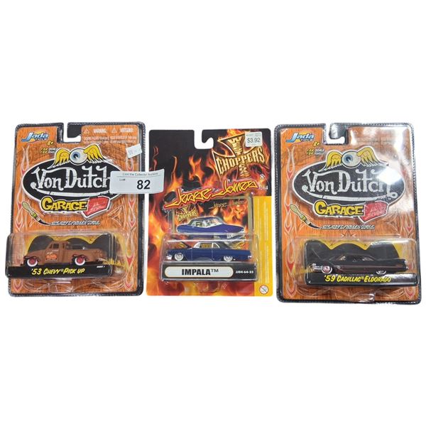 3 NIB Von Dutch Garage vehicles 1:64 scale