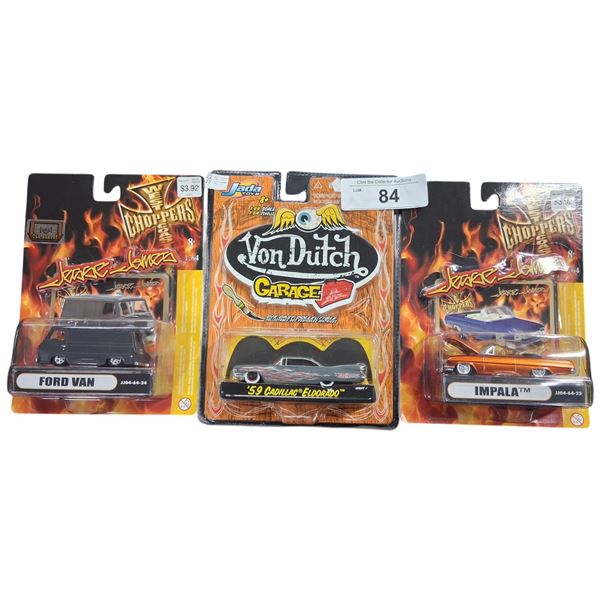 3 NIB Von Dutch Garage vehicles 1:64 scale