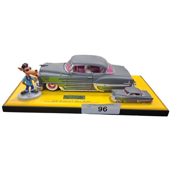 1:24 scale Jada Toys Road Rats 1953 Chevrolet Bel-Air die cast model paired with devil figure