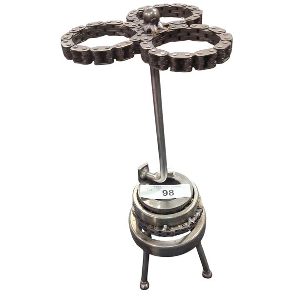 Steampunk device made from metal pieces 15" tall