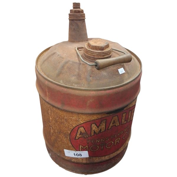Vintage Amalie Pennsylvania motor oil 5 gallon metal pail with spout