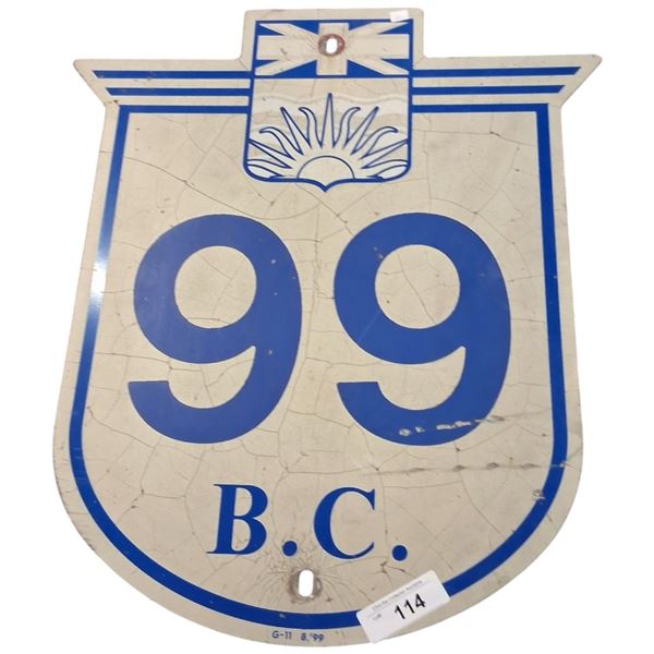 Original BC Highway 99 sign 24"x17"
