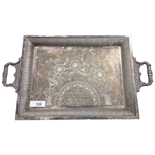 Beautiful plated silver platter from 1890 25.5"x15.5"