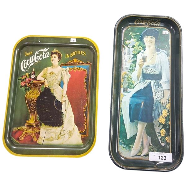 2 vintage Coca-Cola drink trays, made in USA