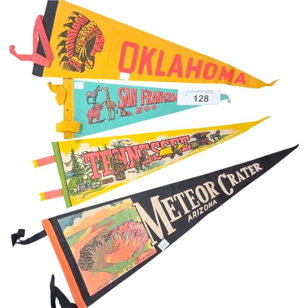 4 vintage pennants