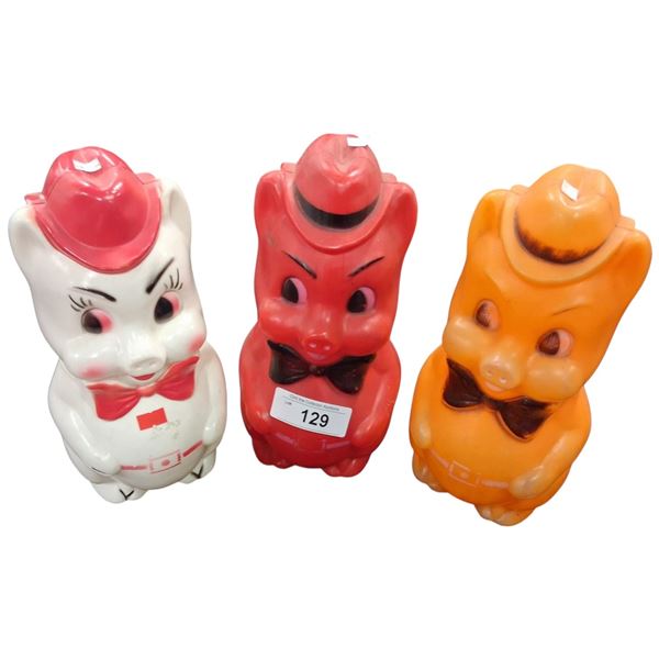 3 pigs vintage 70s piggy banks 12" ea
