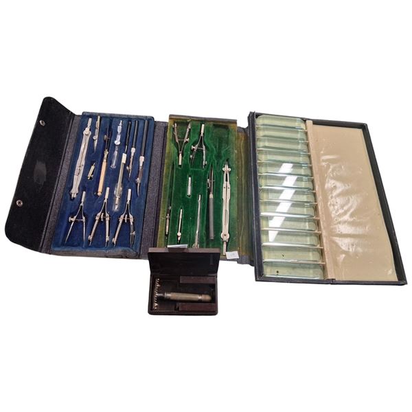 Vintage drafting instrument sets